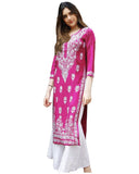 Gosriki Women'S Rayon Blend Straight Chikankari Embroidered Kurta (Victoria Pink-Gs_5Xl_Beige_Xxxxx-Large),Pink,5,B0D1Y5TWM4