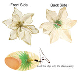 Amajoy 12pcs Glitter Poinsettia Christmas Tree Ornament Artificial Wedding Christmas Flowers Xmas Tree Wreaths Decor Ornament, 5