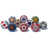 Royal Kraft Vintage Cyan Painted Ceramic Pull Knobs for Kitchen Cabinet, Door & Drawer, Wardrobe, Cupboard (Set of 10) Sknob013