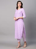 Gosriki Women'S Cotton Blend Traditional Straight Printed Kurta And Pant Set (Danapa Purple_S-Gs_Purple_Small),Purple,,B0BL1C5H4W