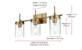Living District Benny 3-Light Iron & Glass Bath Sconce In Chrome/Clear