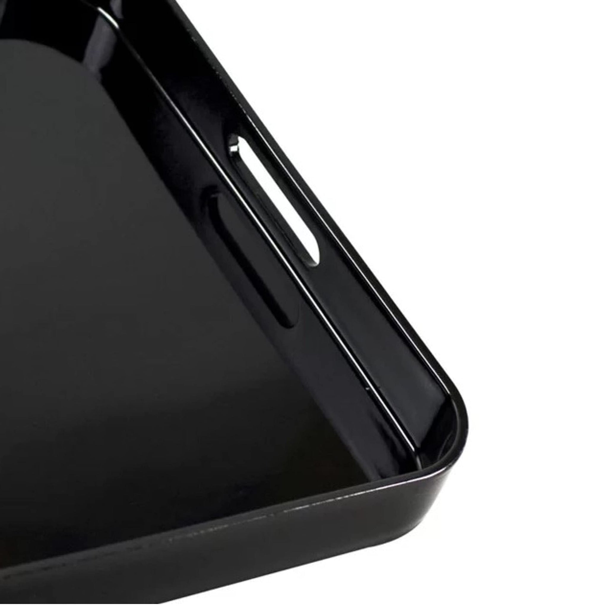 10 Strawberry Street 13.5 Lacquer Round Serving Tray with handles, Black