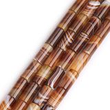 GEM-Inside 8x16mm Natural Brown Botswana Onyx Agate Stone Semi Precious Column Tube Chakras Beads for Jewelry Making DIY Handmad
