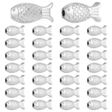 UNICRAFTALE 30Pcs Stainless Steel Fish Spacer Beads Metal Tibetan Carved Animal Beads for Bracelet Ocean Animal Loose Beads for 