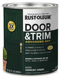 RustOleum 376514 Advanced Dry Door & Trim Paint, Quart, Satin Vermont Green