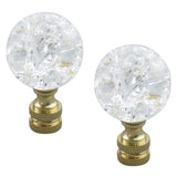 MY MIRONEY 2 Pack Round Crystal Lamp Finial Clear Burst Ball Glass Finial Cap Knob Top Lamp Decoration with Gold Base for Lamp S