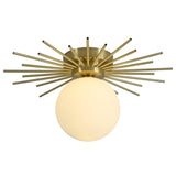 BOKT Modern Gold Semi Flush Mount Ceiling Light Mid Century White Glass Globe Ceiling Light Industrial Close to Ceiling Light Vi