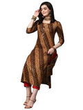 Gosriki Women'S Cotton Blend Straight Printed Kurta With Pant Set (Badiya Beige-Gs_L_Beige_Large),Beige,,B0CK5WSZQT