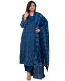 Anni Designer Women'S Rayon Viscose Anarkali Printed Kurta With Pant & Dupatta (Vangala Blue_Xl_Blue_X-Large),Blue,XL,,,