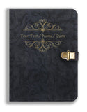 Brown Cloud Personalized Abstract Matt Finish Ruled Leather Cover Notebook/Diary With Lock, Uv Printed Personalised/Customized M