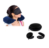 Generic 3 In 1 Travel Kit Set Neck Pillow, Eye Mask, Ear Bud (Multi Colour) With Free Round Earphone Carrying Case