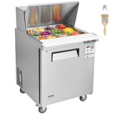 VEVOR 28 Commercial Refrigerator, 12 Pans Sandwich & Salad Prep Table, 7.4 Cu. Ft Stainless Steel Refrigerated Food Prep Station