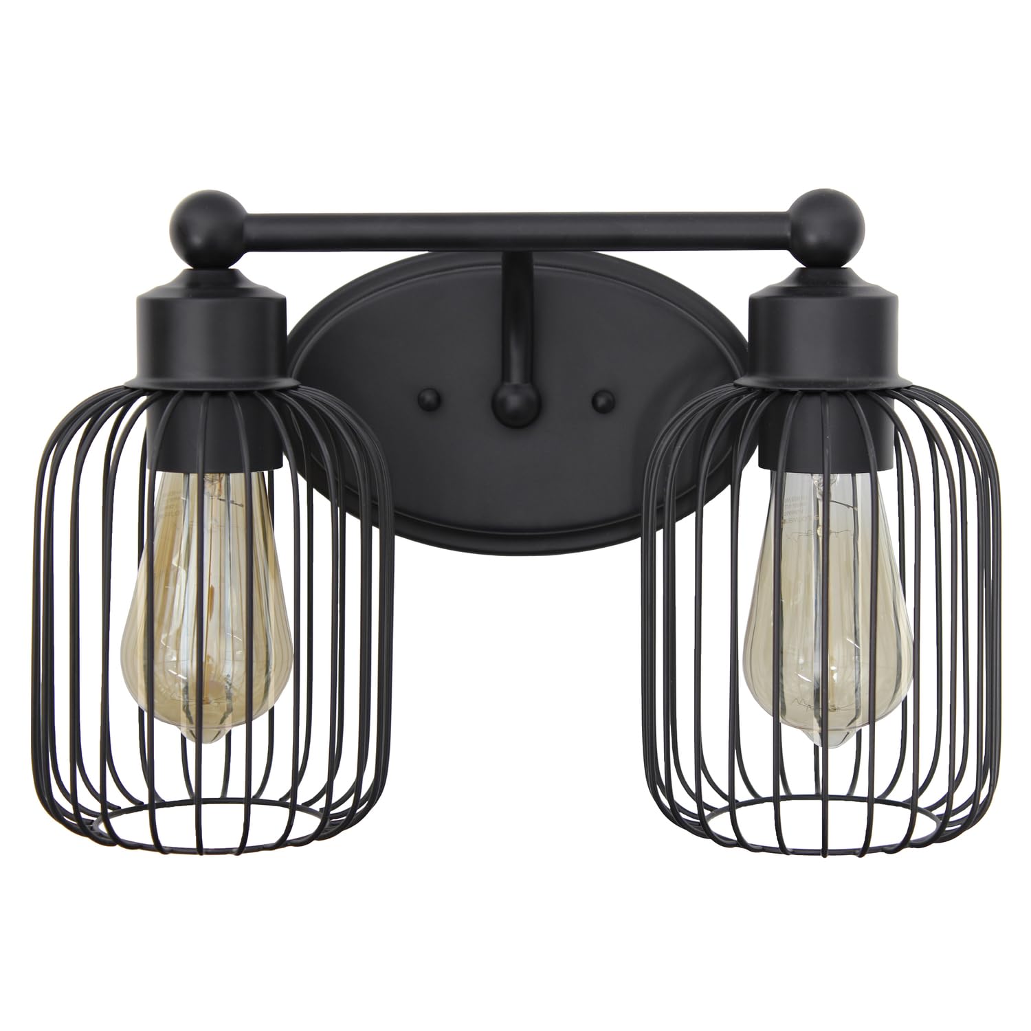 All The Rages Ironhouse 2-Light Metal & Glass Vanity Fixture In Black/Clear