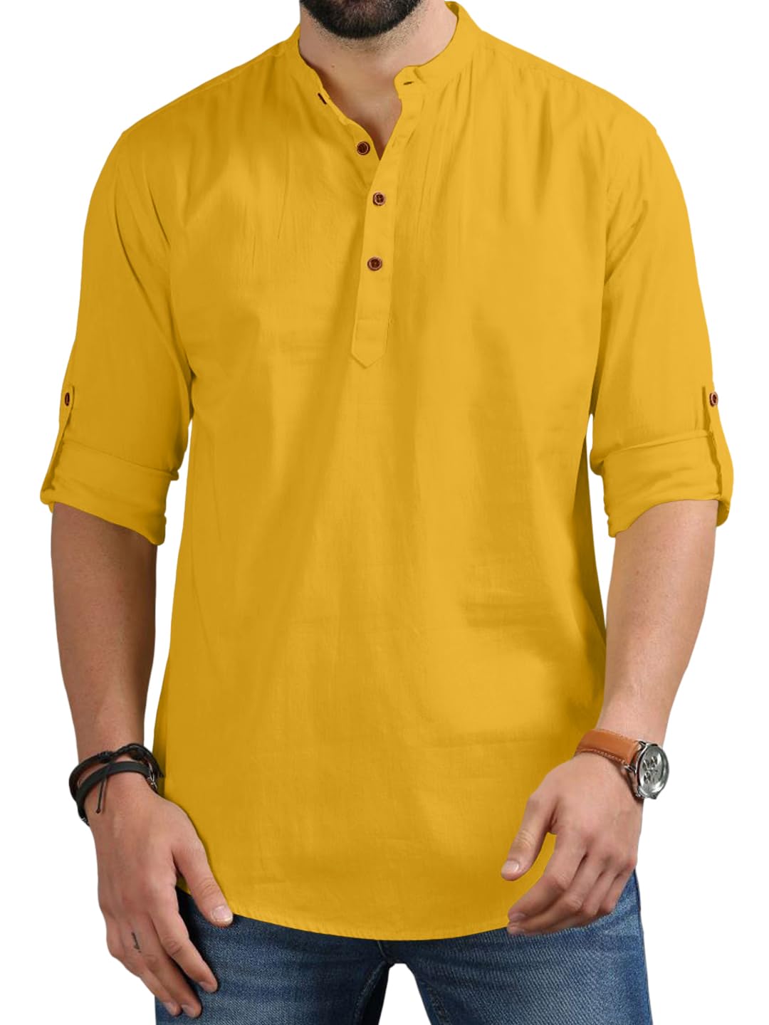 Royalscout Men'S Cotton Polyester Blend Regular Fit Full Sleeve Kurta Perfect For Special Occasions, Family Events, Or Daily Eth