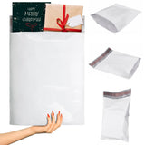 ABC PACK & SUPPLY White Gusseted Poly Mailers, 13 x 16 x 4 Inch. Pack of 100 Expansion Poly Mailers Bags. Shipping Envelopes for