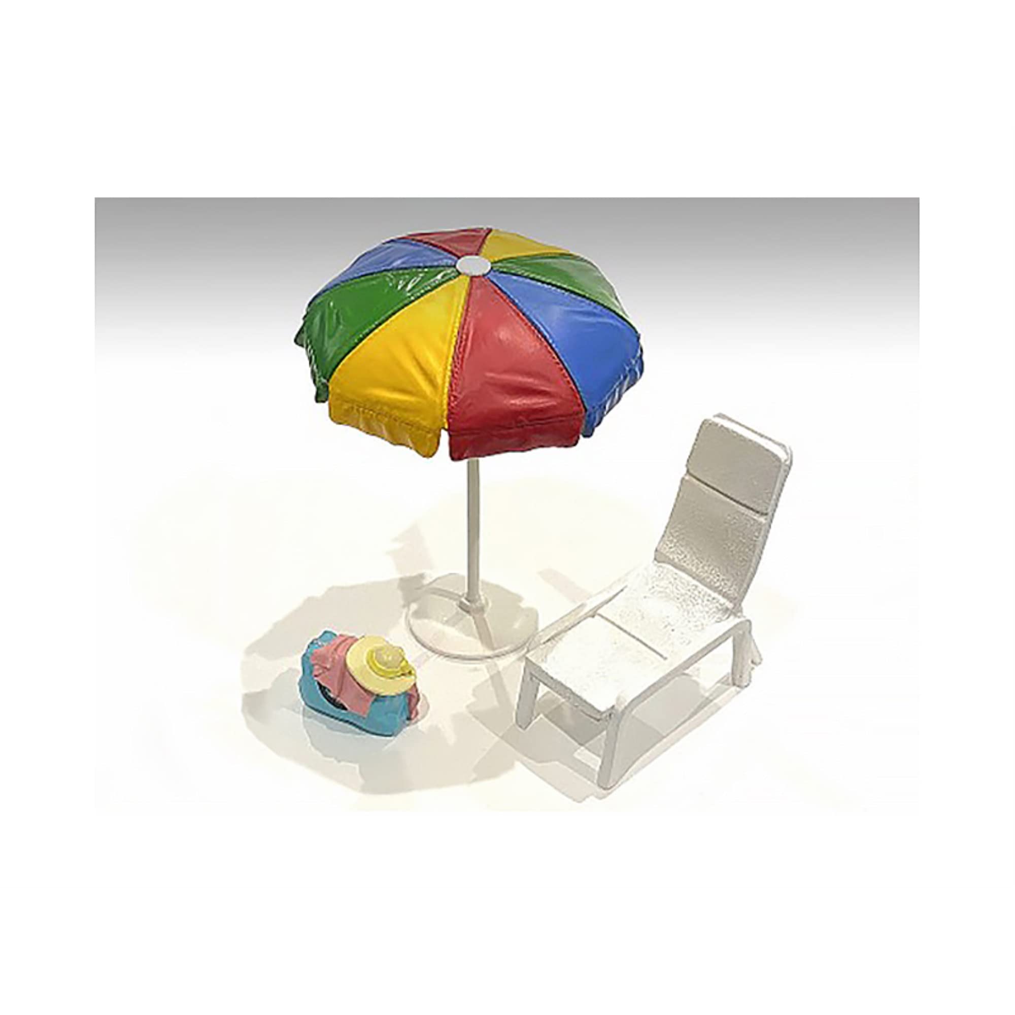 Beach Girls Accessories (Beach Chair And Beach Umbrella And Duffle Bag) For 1/18 Scale Models By American Diorama 76317