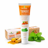 Turmeric Natural White Vegan Fluoride-Free SLS-Free Mint Flavor Anti-Plaque Toothpaste with Fresh Breath, 75 ml/2.53 Oz (Pack of