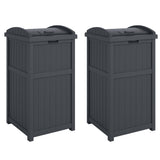 Suncast 30 Gallon Durable Hideaway Patio Garbage Cans Container for Outdoor with Solid Bottom Panel and Latching Lid, Pack of 2,