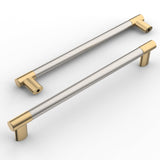 Amerdeco 10 Pack Brushed Nickel and Gold Knurled Cabinet Pulls 7.5 Inch Hole Center Brushed Brass Kitchen Cabinet Handles for Dr