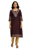 W for Woman Women's Viscose Rayon Solid Regular Kurta (23AUW10286-122888_Raisin Purple_18)