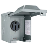 50 Amp 125/250 Volt RV Power Outlet Box, Enclosed Lockable Weatherproof NEMA 14-50R Outdoor Electrical Receptacle Panel, 50 Amp 