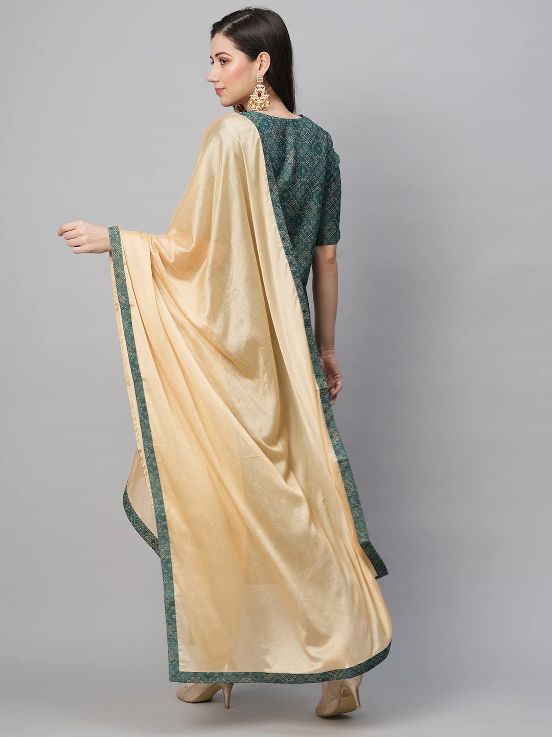 Anni Designer Women'S Cotton Blend Printed Straight Kurta With Pant & Dupatta (Erod-Dark Green_5Xl_Dark Green_Xxxxx-Large),Dark Green,5XL,Cotton Blend,Regular,Dupatta