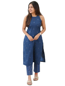 Anni Designer Women'S Rayon Viscose Straight Printed Kurta With Pant (Palakad Blue_M_Blue_Medium),Blue,M
