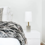 Alltherages Lalia Home Modern Antique Brass Concrete Table Lamp With Linen Shade - White