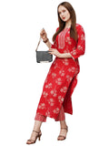 Gosriki Women'S Cotton Blend Printed Straight Kurta With Pant (Lalbagh Red-Gs_Xl_Red_X-Large),Red,,B0CBPQ43RC