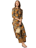 Anni Designer Women'S Cotton Blend Straight Printed Kurta With Pant (Bbcom Yellow-Nj_M_Yellow_Medium),Yellow,M