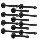 YCCO Industrial Pipe Shelf Brackets 12 Pack 12 Inch - Heavy Duty Black Iron for 8-12 Wood-Wall Mount Floating Shelves Kit with A