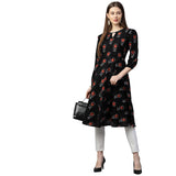 Anni Designer Women'S Cotton Straight Kurta (Kt-Cot-10134-Black_Xxl_Black_Xx-Large),Black,2XL