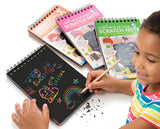MINICLOWD Scratch Notepad Pack of 3 with Magical Rainbow Color, Notepad with Pencil Stick, Educational Toy for Kids