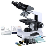 AmScope 40x-2000x Advanced Binocular Microscope + 50 Slides + 100 Coverslips
