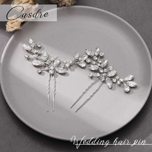 Casdre Crystal Bride Wedding Hair Pins Rhinestone Bridal Hair Pieces Wedding Hair Accessories for Women and Girls (Pack of 2) (A