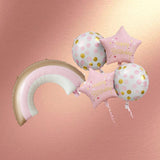 FI FLICK IN 5pcs Pink Rainbow Foil Balloon Decoration Set