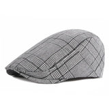 The Tie Hub Grey Checked Flat Cap For Men Stylish Newsboy Cap Cotton Adjustable Hat Vintage Smart Casual Everyday Wear