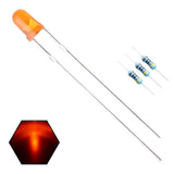 EDGELEC 100pcs 3mm Orange Lights LED Diodes (Orange Lens) Diffused Round Lens 29mm Long Lead (DC 2V) +100pcs Resistors (for DC 6