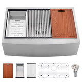33 Inch Stainless Steel Farmhouse Sink Workstation-Bokaiya 33x22 Farm House Sink Kitchen Apron Front Farmer Bowl 10 Deep SUS 304