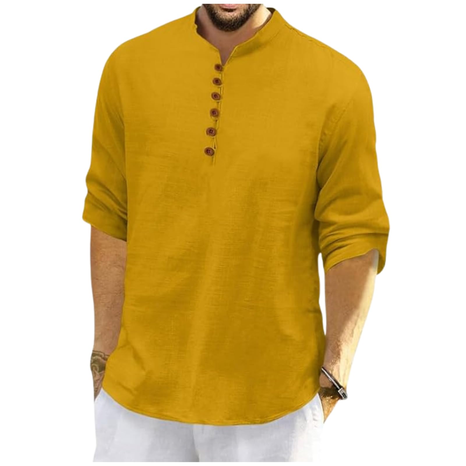 Royalscout Men'S Cotton Polyester Blend Solid Regular Fit Full Sleeve Short Kurta | Ethnic, Lightweight Summer Kurta For Daily &
