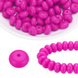 HARFINGTON 110Pcs Silicone Beads 14mm Lentil Rubber Focal Beads Bulk for Pens Keychain Bracelet Necklace DIY Crafts Making, Rose
