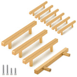 TooCust 10 Pack Brushed Brass Kitchen Cabinet Handles, Cabinet Pulls with 3-3/4 Inch (96mm) Hole Centers, Gold Dresser Handle wi