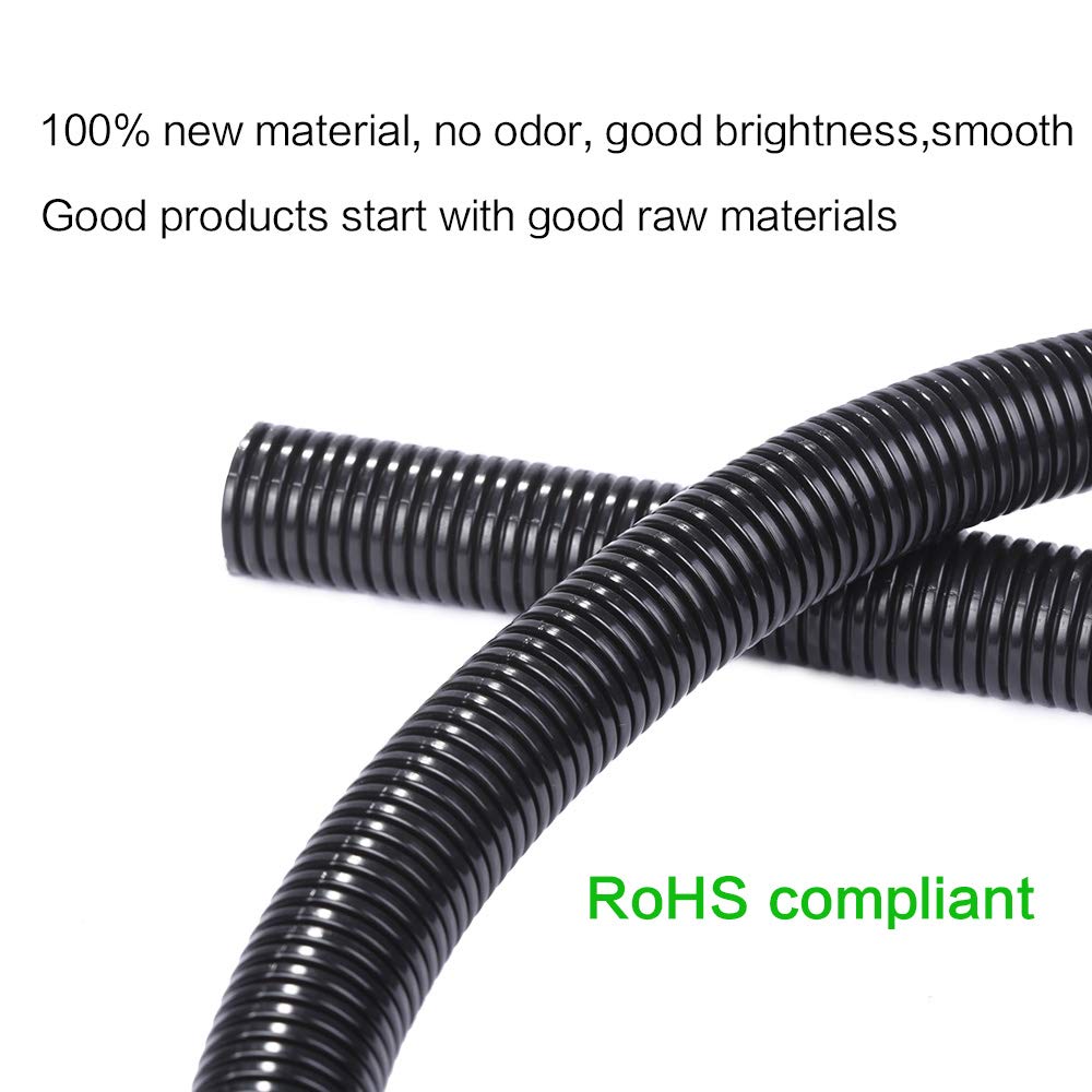 Alex Tech 50ft - 3/4 inch Split Wire Loom Tubing Wire Conduit - Black