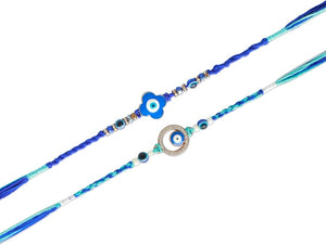 Store Indya Evil Eye Rakhi Set Of 2 A Protective And Stylish Symbol Of Love And Blessings For Brothers And Sisters,Nylon,Multicolor