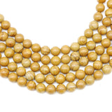 Malahill semiprecious Stone Beads for Jewelry Making, Sold per Bag 5 Strands Inside, Yellow Sandalwood Fossil 6mm