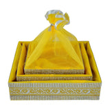 GROWNEX Hampers Rakhi Gift Hamper Basket Empty | Yellow Net Decorative Basket for Dry Fruit Gifting | Wedding Favour & Baby Show