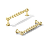 khtumeware 2 Pack 5 Inch(128mm) Brushed Gold Cabinet Pulls Matte Gold Kitchen Cabinet Handles Kitchen Cabinet Hardware for Cupbo