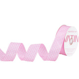 VATIN Pink and White Gingham Ribbon,Polyester Woven Edge,1 Inch x 10 Yards