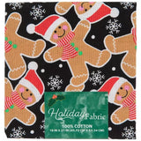 Fat Quarter 100% Cotton for Sewing Crafts - 18 x 21 Inches (Christmas Gingerbread Men)