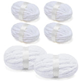Chunky Chenille Yarn for Crocheting/Arm Knitting, Super Soft Jumbo Knit Blanket Yarn White 6 Pack (32 yds, 8.5 oz Each Pack)